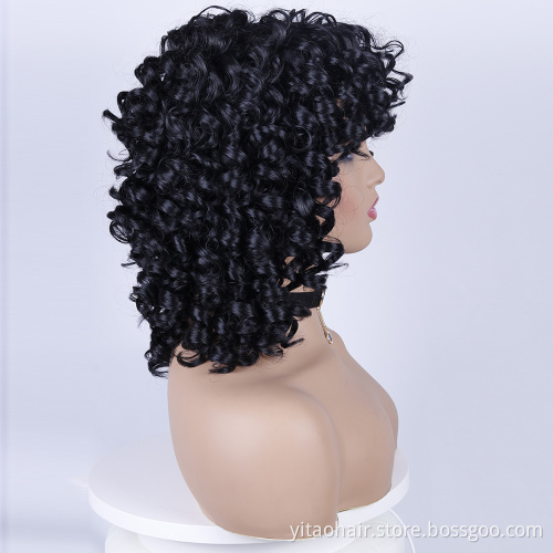 Wholesale Short Afro Curly Kinky Wig Synthetic Hair Wigs for Black Women Deep Black Short Curly Wigs